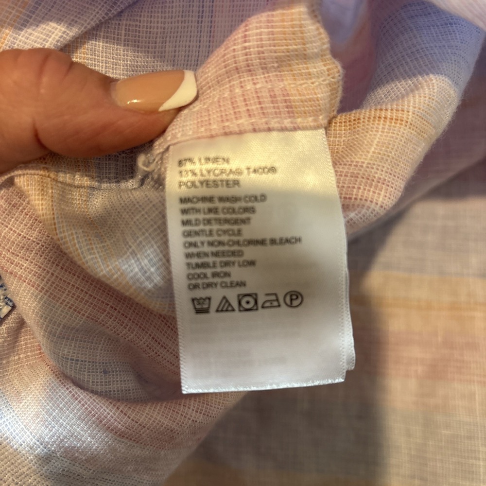 Tommy‎ Bahama Barbados Breeze Linen Shirt Men XL Pastel Flip Cuff Stretch - Picture 8 of 16
